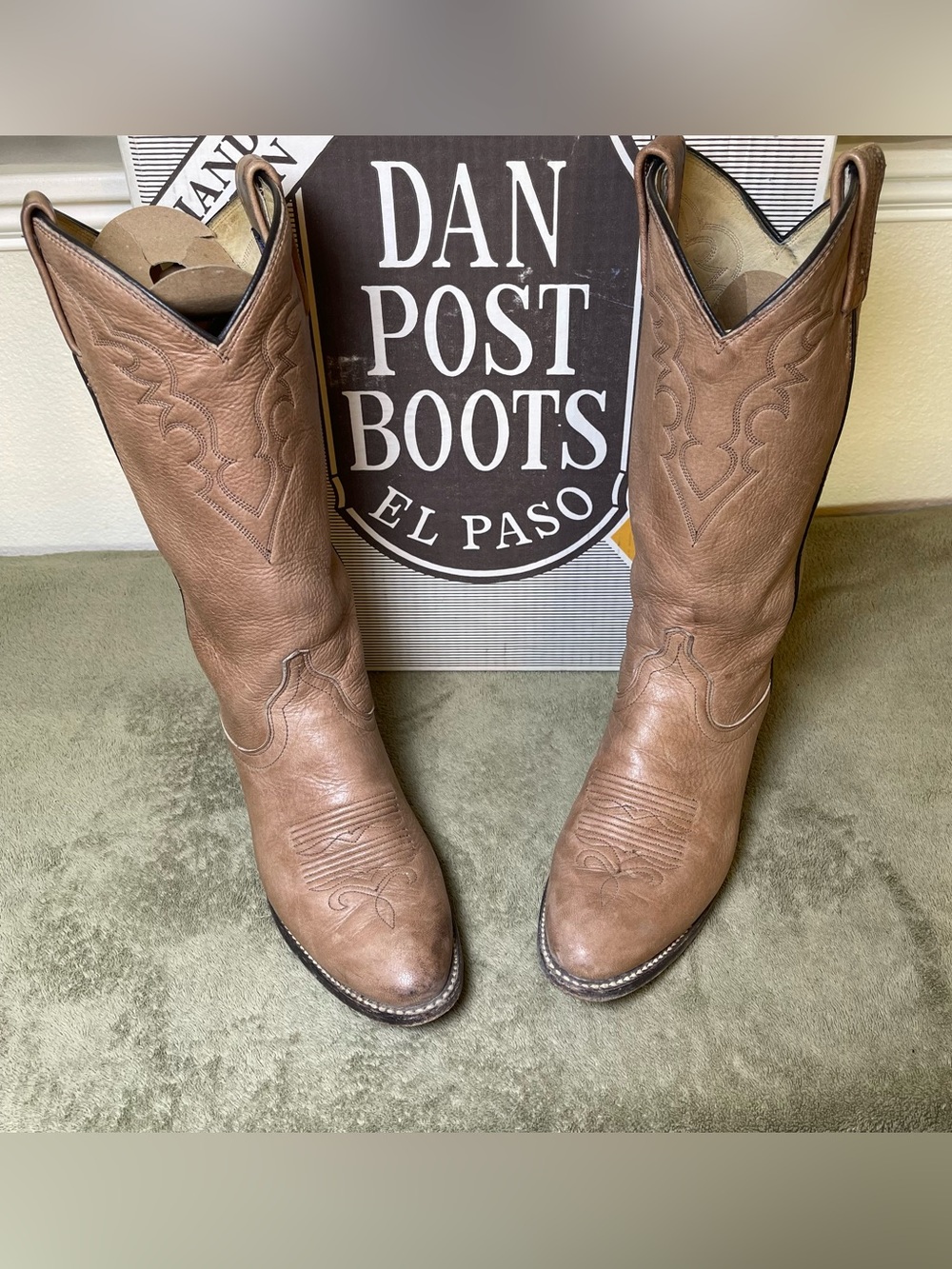 Dan Post Vintage Tan Leather Western Cowboy  Boots Women Size 6.5 M USA Made